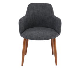 SOUL Πολυθρόνα Τραπεζαρίας Σαλονιού Κουζίνας, Μέταλλο Βαφή Καρυδί, Ύφασμα Γκρι