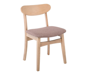 DOM Καρέκλα Τραπεζαρίας Απόχρωση Oak, Ύφασμα Καφέ