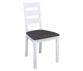 MILLER Καρέκλα Οξιά Άσπρο, Ύφασμα Γκρι