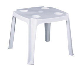 FREDDO Side Table - Sunbed, Stackable, PP White, Cup Holders+Umbrella Holder