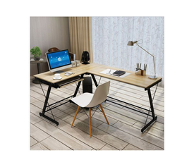 ΓΡΑΦΕΙΟ Η/Υ Γωνία, Μέταλλο Βαφή Μαύρο, Επιφάνεια Απόχρωση Maple