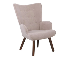 ALMA Πολυθρόνα - Μπερζέρα Σαλονιού - Καθιστικού Καρυδί Ύφασμα Velure Ανοιχτό Καφέ,K/D