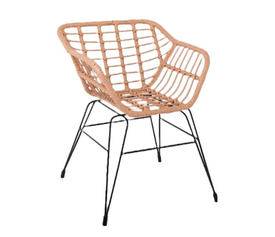 SALSA-S Πολυθρόνα Κήπου, Μέταλλο Βαφή Μαύρο, Wicker Φυσικό (χωρίς μαξιλάρι)