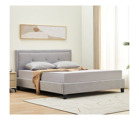 BECO Κρεβάτι Διπλό για Στρώμα 150 / 160 x200cm, Ύφασμα Ανοιχτό Γκρι