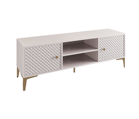 LANA Έπιπλο TV Απόχρωση Εκρού, με πρόσοψη Pu Καπιτονέ