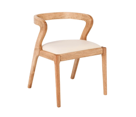 AVERY Dining Chair Wooden Natural with Beige PU Seat 50x59x72cm