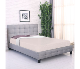 FIDEL bed Διπλό για Στρώμα 90/140/150/160, Ύφασμα Γκρι