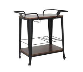 RELIX Trolley Bar-Pro Μέταλλο Βαφή Μαύρο, MDF Απόχρωση Καρυδί