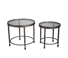 GRANAZ SIDE TABLE SET 2ΤΕΜ GUNMETAL 65x65x60