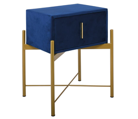 PASSION  Κομοδίνο με 1 Συρτάρι, Ύφασμα Velure Απόχρωση Μπλε