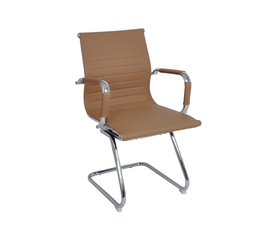 BF3300V Πολυθρόνα Γραφείου Επισκέπτη, Μέταλλο Βάση Χρώμιο PU Μπεζ