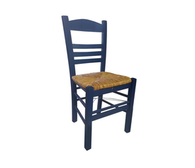 ΣΙΦΝΟΣ Καρέκλα Οξιά Βαφή Εμποτισμού Ανιλίνη Μπλε, Κάθισμα Ψάθα