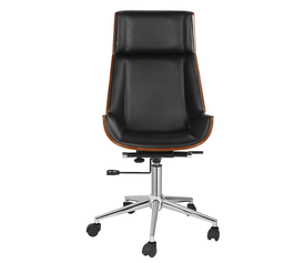 BF9850 Πολυθρόνα Γραφείου Διευθυντή, Μέταλλο Χρώμιο Καρυδί - Pu Μαύρο