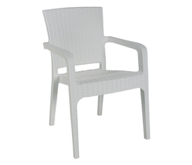 LORA Πολυθρόνα Κήπου Στοιβαζόμενη, PP (Rattan Look) Απόχρωση Άσπρο