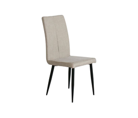 MINA Καρέκλα Τραπεζαρίας Κουζίνας, Μέταλλο Βαφή Μαύρο, Ύφασμα Μπεζ