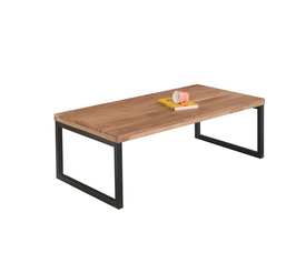 TAMPA Τραπεζάκι Σαλονιού Καθιστικού, Μέταλλο Βαφή Μαύρο, Ξύλο Ακακία Φυσικό