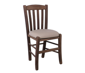 CASA Καρέκλα Οξιά Βαφή Εμποτισμού Καρυδί, Κάθισμα Pu Cappuccino