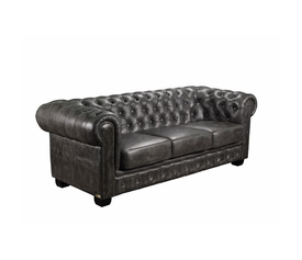 CHESTERFIELD Birmingham Καναπές 3Θέσιος Σαλονιού Καθιστικού, Δέρμα Antique Grey