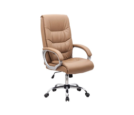 BF6400 Πολυθρόνα Διευθυντή Μέταλλο Χρώμιο, PU Μπεζ