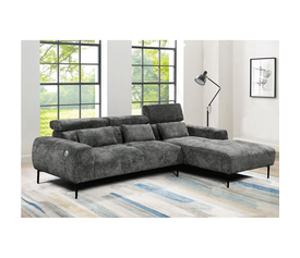 ELORA Καναπές Σαλονιού Αριστερή Γωνία, Ανακλινόμενα Κεφαλάρια, Ύφασμα Γκρι