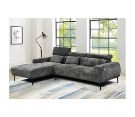 ELORA Καναπές Σαλονιού Δεξιά Γωνία, Ανακλινόμενα Κεφαλάρια, Ύφασμα Γκρι