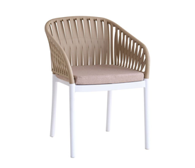 EMERY Πολυθρόνα Βεράντας-Κήπου PP-UV Sand Beige-Άσπρο, Μαξιλάρι Μπεζ (KD)