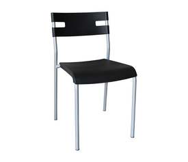 SWIFT Καρέκλα Στοιβαζόμενη Mέταλλο Βαφή Silver, PP Μαύρο