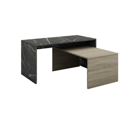 PETRA DUO COFFEE TABLE ΠΕΤΡΑ SONOMA ΣΚΟΥΡΟ 90x45x45