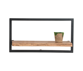 LIZARD Frame Ράφι Μέταλλο Βαφή Μαύρο, Ξύλο Ακακία Φυσικό