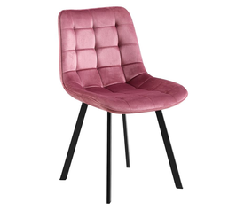MYRIAM Καρέκλα Τραπεζαρίας, Μέταλλο Βαφή Μαύρο, Ύφασμα Velure Απόχρωση Dirty Pink