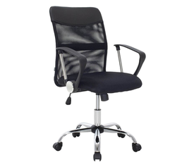 BF2401 Πολυθρόνα Γραφείου Βάση Χρώμιο, Ύφασμα & Mesh Απόχρωση Μαύρο