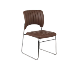VENUS Καρέκλα Γραφείου Επισκέπτη, Στοιβαζόμενη Μέταλλο Χρώμιο, Pu Καφέ