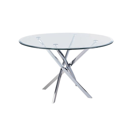 POSTO Τραπέζι Τραπεζαρίας Κουζίνας Χρώμιο, Γυαλί 10mm