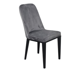 CASTER Καρέκλα Τραπεζαρίας Κουζίνας, Μέταλλο Βαφή Μαύρο Ύφασμα Velure Γκρι