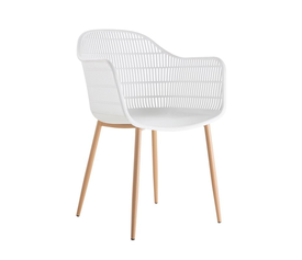 BERRY Πολυθρόνα Μέταλλο Βαφή Φυσικό, PP-UV Άσπρο