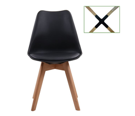 MARTIN Καρέκλα Metal Cross Ξύλο, PP Μαύρο Μονταρισμένη Ταπετσαρία