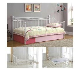 MARIN Daybed Κρεβάτι (90x190) + Βοηθητικό Κρεβάτι (85x185) Μέταλλο Βαφή Άσπρο