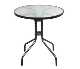 BALENO Τραπέζι Κήπου - Βεράντας, Μέταλλο Βαφή Καφέ, Γυαλί Tempered