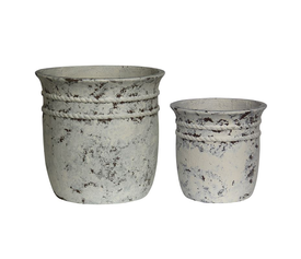 FLOWER POT-15 Set 2 τεμαχίων, Cement Απόχρωση Antique White