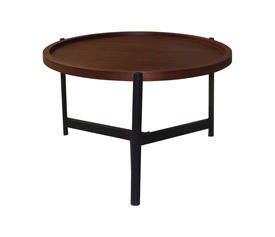 TOSS Τραπεζάκι Σαλονιού - Καθιστικού, Μέταλλο Βαφή Μαύρο, Απόχρωση Καρυδί