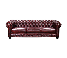 CHESTERFIELD Birmingham Καναπές 4Θέσιος Σαλονιού Καθιστικού, Δέρμα Antique Red