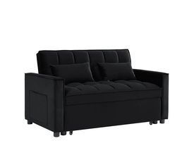 TEMPO Καναπές - Κρεβάτι, Με ανάκλιση πλάτης, Ύφασμα Velure Μαύρο