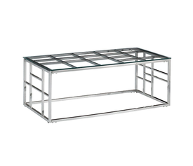 BELLAGIO COFFEE TABLE ΑΣΗΜΙ ΔΙΑΦΑΝΟ 120x60x45