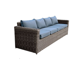 ARIZONA 4Θέσιος Καναπές Κήπου ALU, 4mm Half-Round Wicker Grey Brown, Μαξιλάρια Ανθρακί