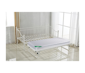 MARIN Set: Daybed (για στρώμα 90x190) + Βοηθητικό Κρεβάτι με Στρώμα 185x85 Μέταλλο Άσπρο