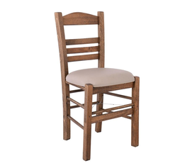 ΣΙΦΝΟΣ Καρέκλα Οξιά Βαφή Εμποτισμού Καρυδί, Κάθισμα Pu Cappuccino