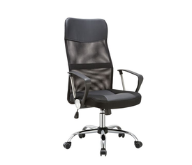 BF2400-PVC Πολυθρόνα Γραφείου Διευθυντή, Βάση Χρώμιο, Pvc Μαύρο - Mesh Μαύρο