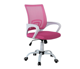 BF2101-S Πολυθρόνα-Pro Γραφείου με Ανάκλιση, Βάση Μέταλλο Βαφή Άσπρο, Ροζ Mesh