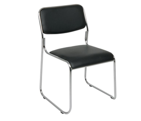CAMPUS Καρέκλα Επισκέπτη Γραφείου, Στοιβαζόμενη Χρώμιο Μέταλλο, Soft Pu Μαύρο