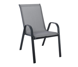 RIO Πολυθρόνα Στοιβαζόμενη Κήπου, Μέταλλο Βαφή Ανθρακί, Textilene Γκρι (4,20kg)